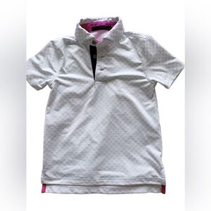 Greyson White Kids Polo with Pink Accents